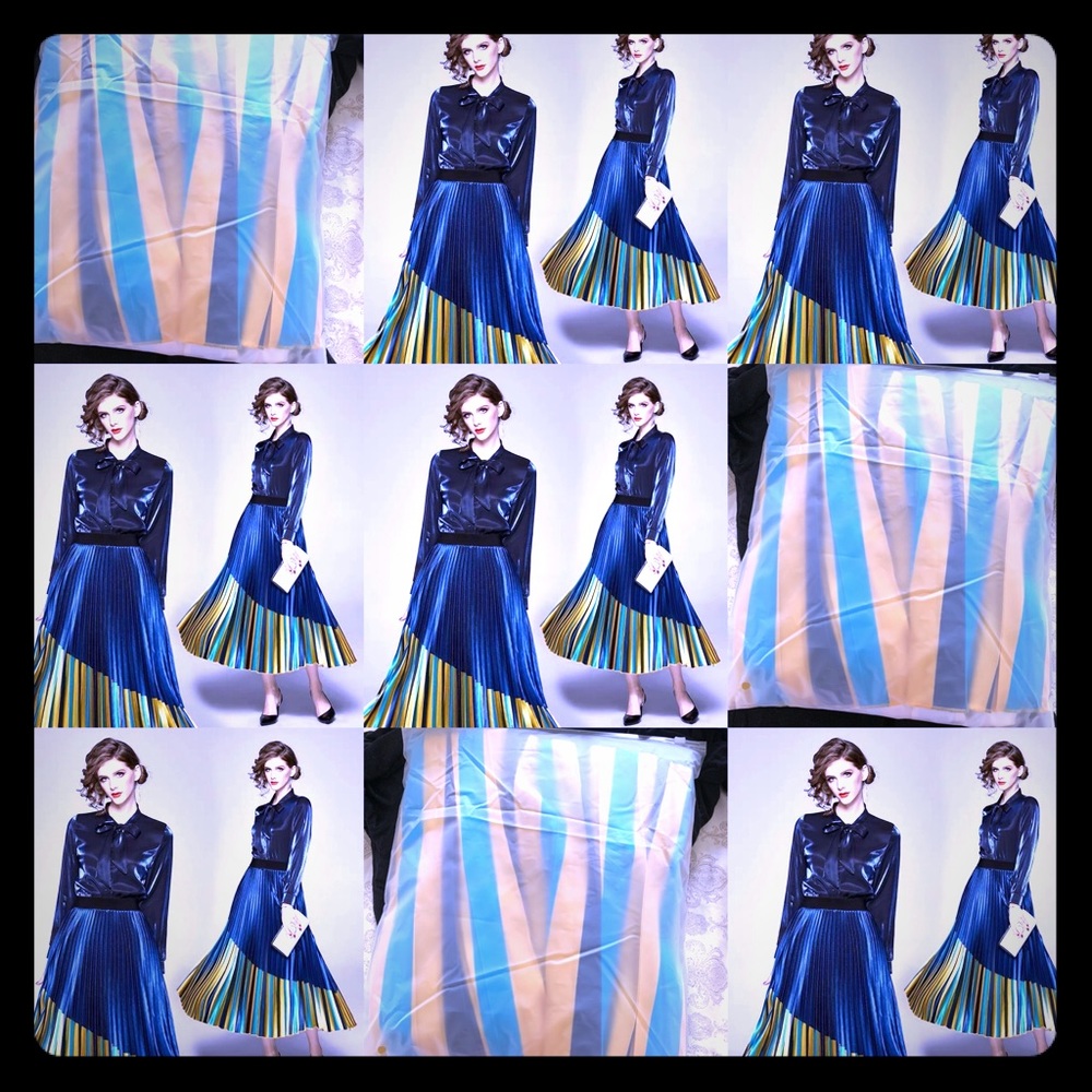 Shirt and pleated skirt